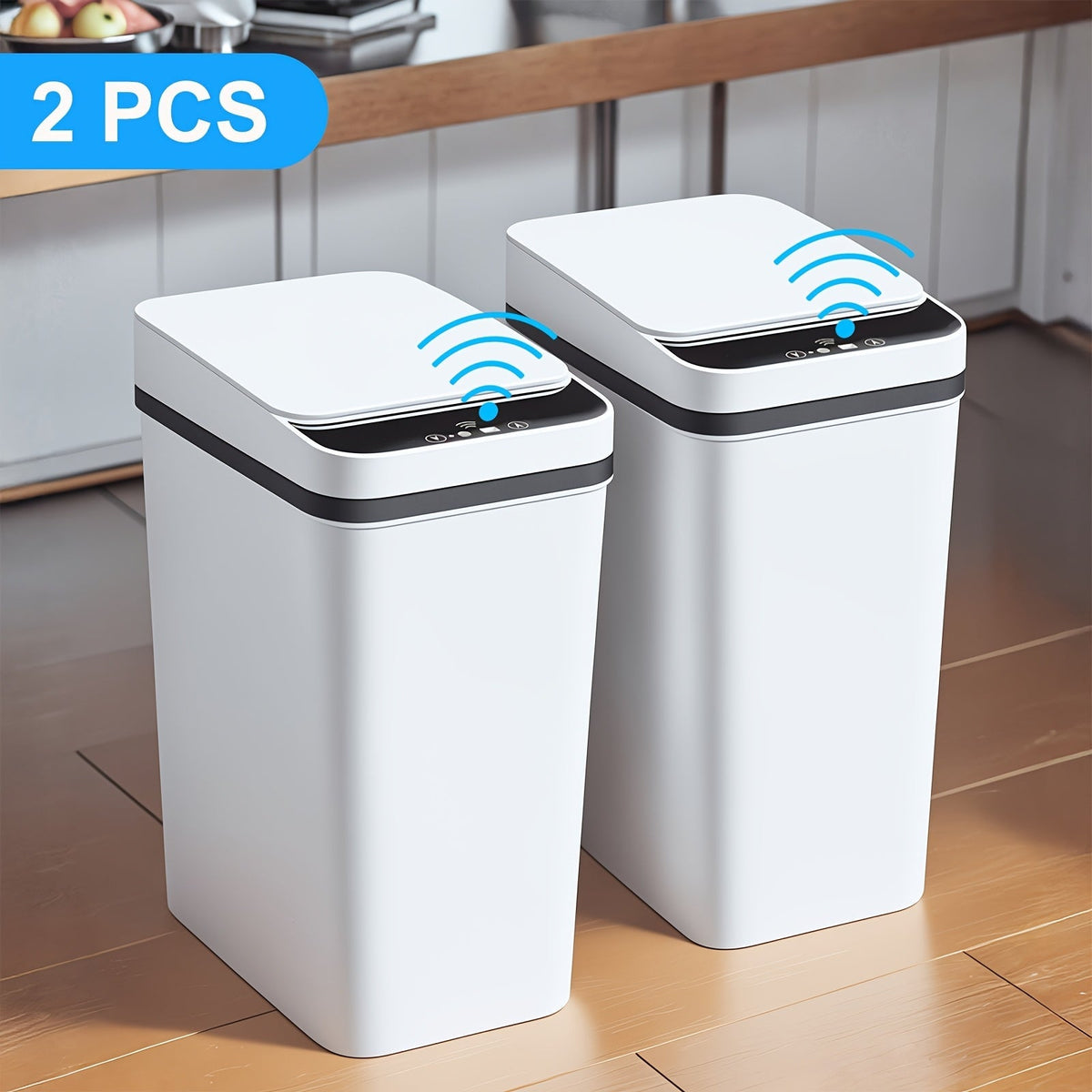 Lot de 2 poubelles automatiques sans contact – Poubelle à détecteur de mouvement avec couvercle, 10,5 litres, poubelle intelligente et fine pour salle de bain, chambre, bureau et salon