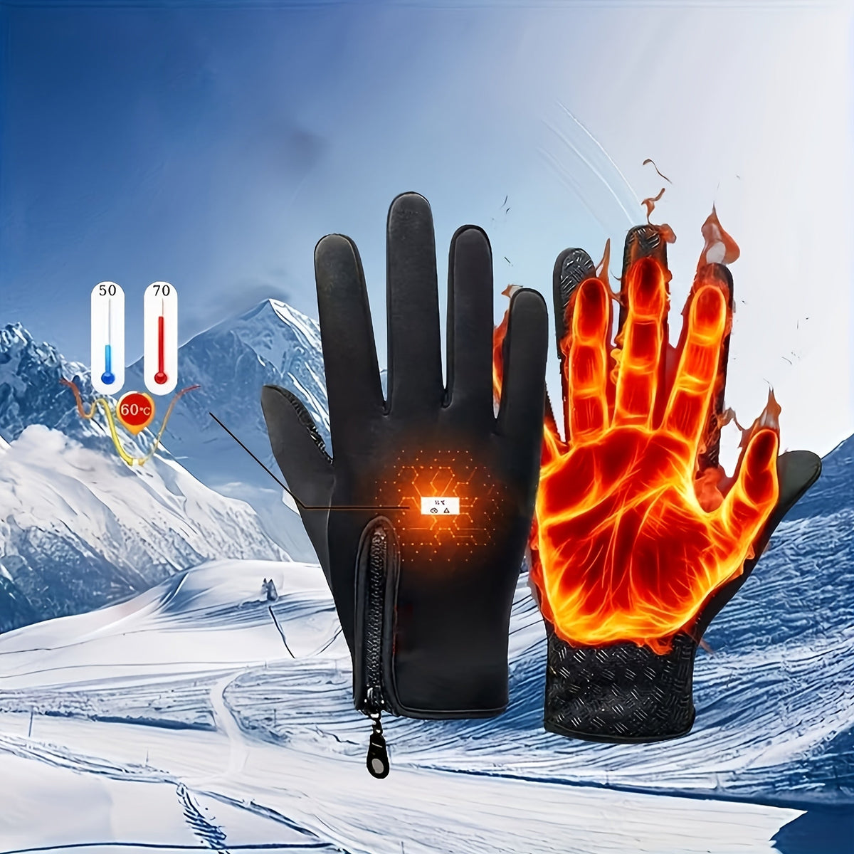 Gants thermiques d'hiver doublés en polaire, coupe-vent, compatibles écran tactile, fermeture éclair, gants doux et chauds pour hommes et femmes, noirs, pour temps froid, conduite, course, cyclisme, randonnée, usage quotidien