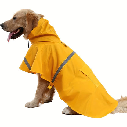Imperméable réfléchissant pour chien avec capuche – Veste de pluie imperméable à enfiler pour toutes les races, fermeture auto-agrippante facile à mettre et à retirer, tailles S à 3XL, jaune