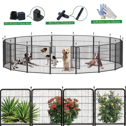 Parc pour chiens robuste en métal – Enclos pliable et portable pour chiens de petite, moyenne et grande taille, 8 ou 16 panneaux, aucun assemblage requis, idéal pour l'intérieur, l'extérieur, le jardin, le camping ou en véhicule récréatif