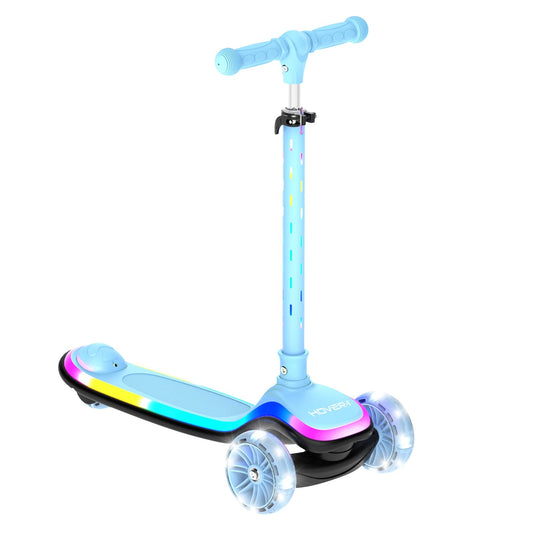 Trottinette pour enfants avec roues lumineuses LED multicolores pour les 3 ans et plus - Guidon réglable en hauteur, frein à pied arrière, capacité de 50 kg, design pliable - Noir, bleu, violet