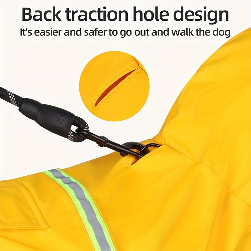 Imperméable réfléchissant pour chien avec capuche – Veste de pluie imperméable à enfiler pour toutes les races, fermeture auto-agrippante facile à mettre et à retirer, tailles S à 3XL, jaune