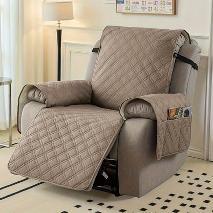 Housse de fauteuil inclinable imperméable avec poches latérales, sangles antidérapantes, tissu matelassé 4 couches, protection contre les animaux et les enfants, lavable en machine – 11 couleurs