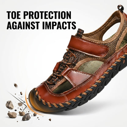 Sandales de pêcheur fermées pour hommes – Chaussures d'eau respirantes faites à la main, sandales de randonnée et de plage antidérapantes et anti-collision pour l'été | Velora