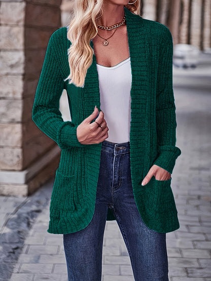 Women's Loose Casual Long Sleeve Blouse Solid Color Pocket Splicing Relaxed Fit Top 10 Colors S-XXL Spring Fall Everyday Wear