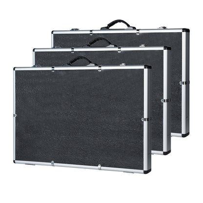 Aluminum Trading Card Display Case Lockable Portable Collector Showcase Box with Carry Handle for Pokemon MTG Sports Cards Pins Jewelry Photos Collectibles Silver Black