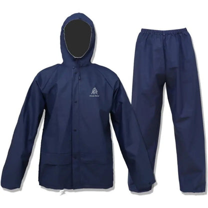 Ensemble de pluie imperméable pour hommes et femmes – Manteau de pluie léger et coupe-vent avec pantalon, équipement de pluie compact pour la randonnée, la pêche, le cyclisme et les sports de plein air, bleu marine, S-XXXL