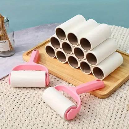 Set de rouleaux adhésifs avec 1 manche et 6 recharges (360 feuilles) – Brosse anti-peluches à déchirer pour vêtements, tapis et sièges de voiture – Kit anti-poils d'animaux et anti-peluches sans électricité