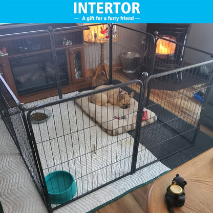Parc pour chien extérieur, 8 panneaux, 32 pouces, finition martelée – Enclos de jardin pré-assemblé pour chiens de petite à moyenne taille, barrière de jardin, enclos extensible pour animaux