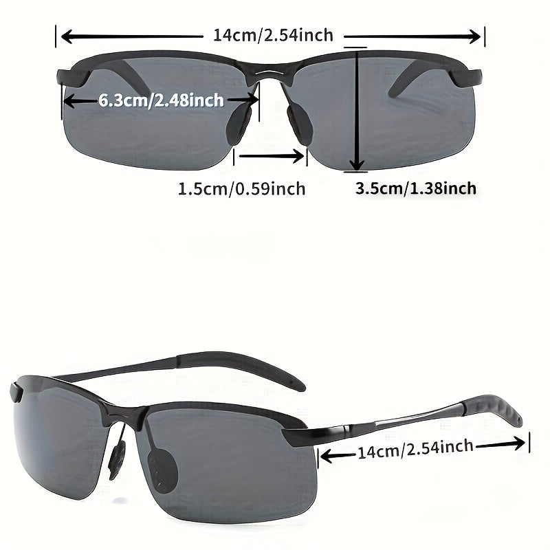 Lunettes de conduite photochromiques pour hommes avec verres polarisés TAC – Lunettes de soleil à monture en métal noir pour vision de jour et de nuit, lunettes anti-reflets avec protection UV pour la conduite et le quotidien