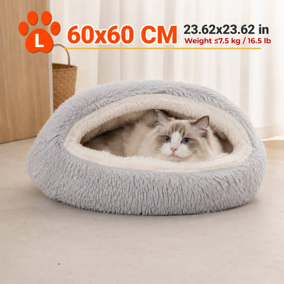 Panier pour animal en forme de coquillage, nid chauffant semi-fermé – Version 2.0 améliorée et épaissie avec éponge PP douce et tissu Oxford, niche d'hiver confortable pour chats, chiots et chiens, intérieur, petit, moyen et grand modèle