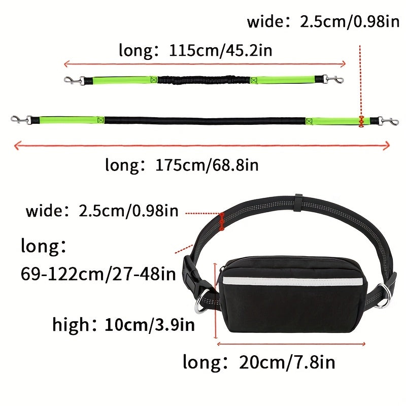 Sac banane 2-en-1 pour promenade de chien avec porte-laisse intégré – Sacoche multifonction réglable mains libres pour friandises, téléphone et essentiels, taille unique, 9 couleurs