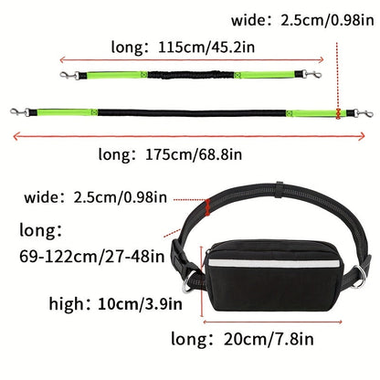 Sac banane 2-en-1 pour promenade de chien avec porte-laisse intégré – Sacoche multifonction réglable mains libres pour friandises, téléphone et essentiels, taille unique, 9 couleurs