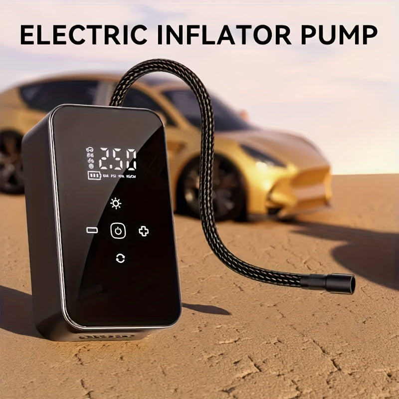 Compresseur d'air portable rechargeable par USB-C – Pompe à air sans fil 150 PSI avec manomètre numérique, éclairage LED et 5 modes de gonflage pour voiture, moto, vélo, ballon – Outil de garage léger