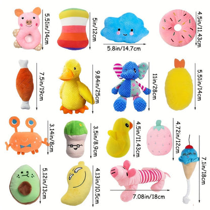 Ensemble de jouets en peluche pour chiens – Lot de 4/7/14 jouets à mâcher doux et couineurs pour chiens de toutes races et tailles, jouets à mordre rembourrés et résistants, cadeau idéal pour petits chiens – Styles aléatoires