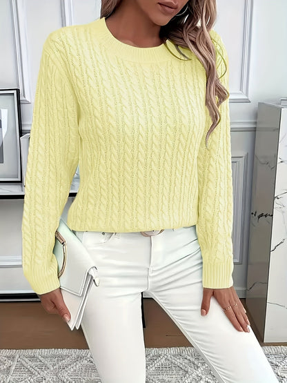 Pull-over pour femme à col rond – Haut en tricot doux de couleur unie pour tenue décontractée et habillée, essentiel de superposition toutes saisons, bleu ciel, tailles XS-XXL