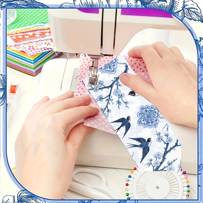 Lot de 40 bandes de tissu à quilter « Jelly Roll » style chinoiserie bleu et blanc - Tissu patchwork à motif floral en porcelaine prédécoupé pour le quilting, la couture et les loisirs créatifs, bandes de tissu en coton de 6,35 cm x 111,76 cm