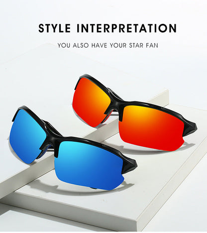 Lunettes de soleil sport polarisées demi-monture pour hommes, protection UV400, lunettes légères pour le ski, la conduite, la course, la pêche et les activités en plein air, lot de 3 ou lot de 10