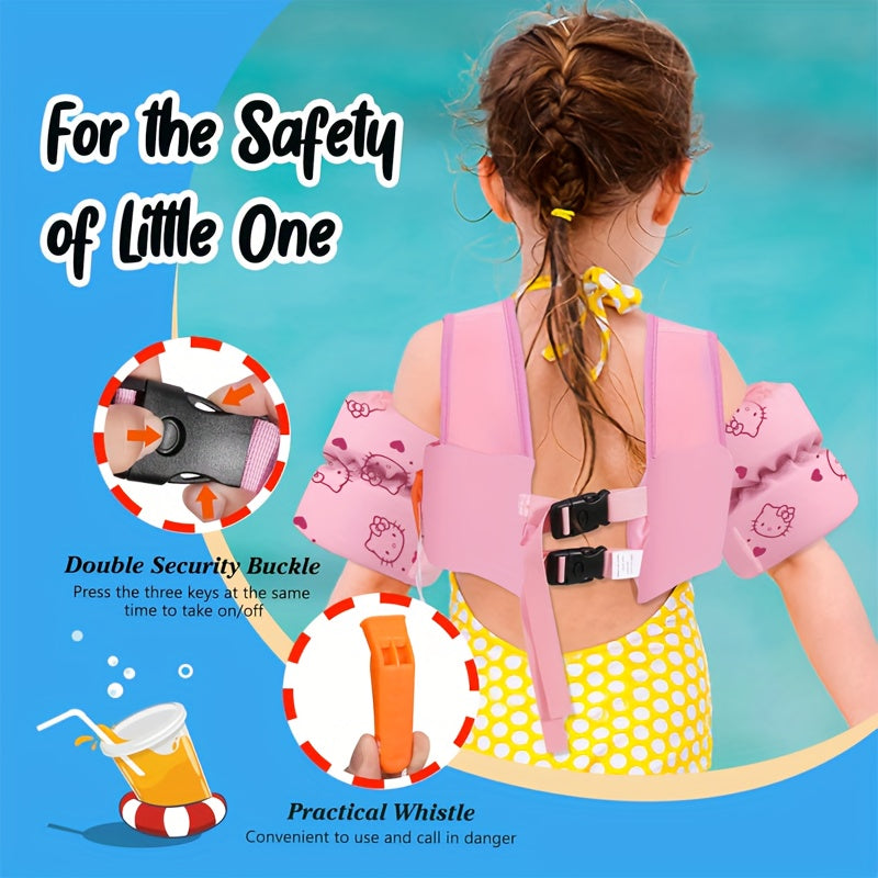 Gilet de natation pour enfants avec brassards, sangles réglables en nylon, motif dessin animé mignon, pour enfants de 9 à 30 kg (2 à 9 ans), aide à la natation pour piscine, plage et lac, gilet flottant d'apprentissage pour garçons et filles