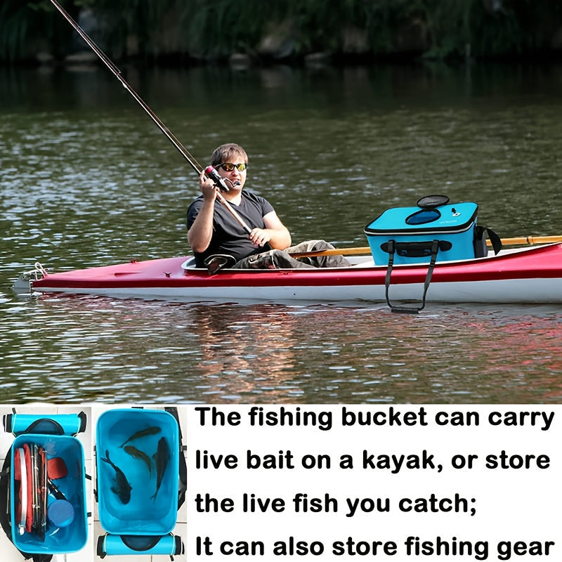 Seau à poisson pliable – Récipient portable en EVA pour poissons vivants et appâts, conteneur de pêche pliable pour le camping en plein air, pêche en eau douce et en eau salée