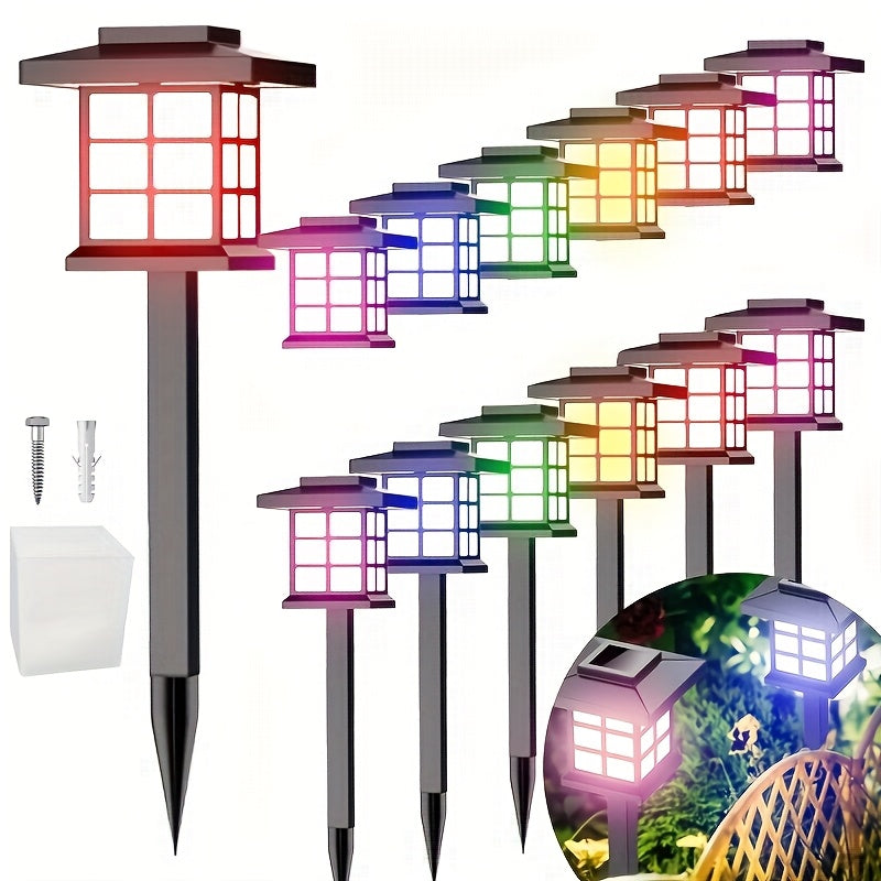 Lot de 6/12/24 lampes solaires d'extérieur pour jardin, étanches IP44 | Éclairage paysager LED blanc chaud/multicolore pour allée, cour, terrasse et décoration de fête – Marche/arrêt automatique