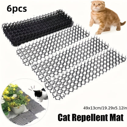 6-Pack Garden Cat Deterrent Spike Mats – Plastic Spiked Strips to Keep Cats & Dogs Out of Garden Beds, Protect Plants from Digging, Humane Outdoor Pet Repellent Mats for Yard Lawn Flower Beds