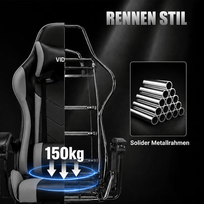 Chaise de bureau gaming ergonomique style course avec soutien lombaire, dossier haut réglable pour adultes et adolescents, fauteuil inclinable pour ordinateur PC