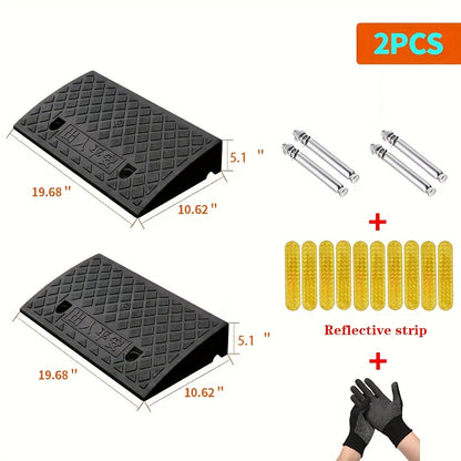 Lot de 2 rampes de chargement robustes en plastique – Rampes portables antidérapantes et résistantes aux intempéries pour voitures, camions, vélos, fauteuils roulants et équipements médicaux, plusieurs hauteurs disponibles
