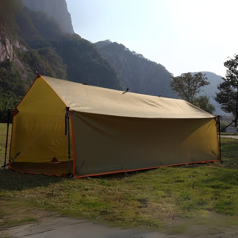 Toile de tente de camping avec protection UV et support en alliage – Abri pliable et portable pour 4 personnes pour randonnée, camping, jardin et survie en plein air | Auvent de camping toutes saisons