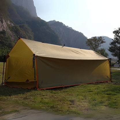 Toile de tente de camping avec protection UV et support en alliage – Abri pliable et portable pour 4 personnes pour randonnée, camping, jardin et survie en plein air | Auvent de camping toutes saisons