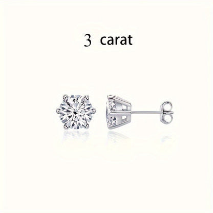 Moissanite Stud Earrings for Women S925 Sterling Silver – 0.5CT 1CT 2CT 3CT Vintage Style Diamond Alternative Earrings in Gold Silver Elegant Jewelry Gift
