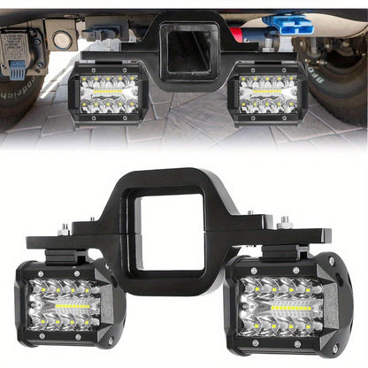 Feu de remorque à LED de 4 pouces, 18 W, 3000+ lumens, avec support de montage pour attelage de 2 pouces – Double projecteur de travail à LED tout-terrain pour camion, remorque, SUV, VTT – Aluminium moulé sous pression, aucune batterie requise