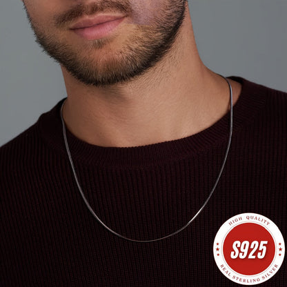 Collier chaîne serpent en argent sterling 925 de 1 mm – Collier superposable hypoallergénique et résistant au ternissement pour femmes et hommes, design minimaliste classique, cadeau idéal pour Noël, la Saint-Valentin et les anniversaires