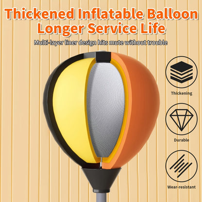 Balle de réflexe de boxe sur pied avec sac de frappe rapide autoportant, hauteur réglable pour l'entraînement à la réaction des adultes, adolescents et seniors – Punching-ball de fitness pour intérieur avec 3 ancrages au sol