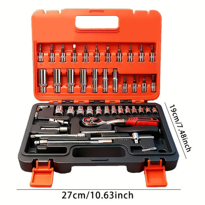 Ensemble d'outils professionnels de 52 pièces pour réparations à domicile et automobile – Kit de boîte à outils portable pour bricoleurs, mécaniciens et professionnels, idée cadeau parfaite