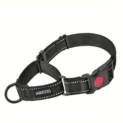 Collier pour chien en nylon réfléchissant avec boucle à dégagement rapide – Collier de dressage réglable et antidérapant pour petits, moyens et grands chiens, collier de sécurité pour les promenades nocturnes avec bande réfléchissante haute visibilité