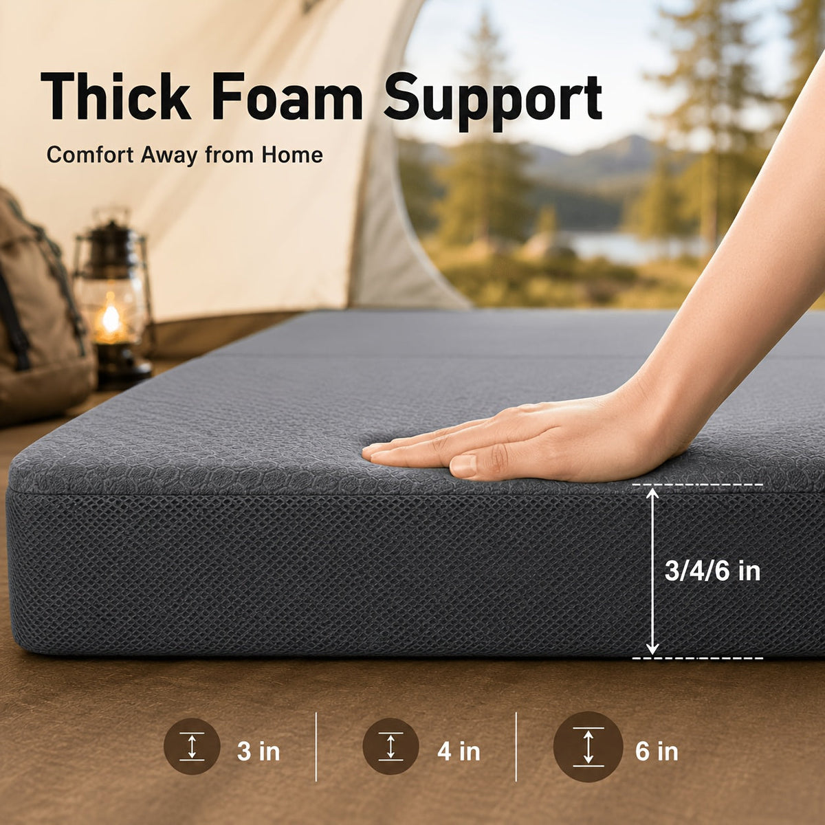 Matelas pliable en mousse à mémoire de forme 3/4/6 pouces avec housse lavable - Lit d'appoint pliable portable pour camping, VR, voyages, road trips et petits espaces
