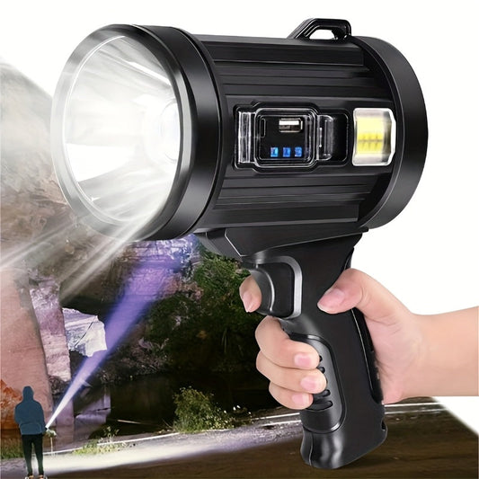 Lampe torche LED rechargeable, 6 modes, 3 filtres colorés, chargement USB et solaire, étanchéité IPX4, lampe tactique pour le camping, la randonnée, la chasse et le nautisme – Cadeau de Noël et de fêtes