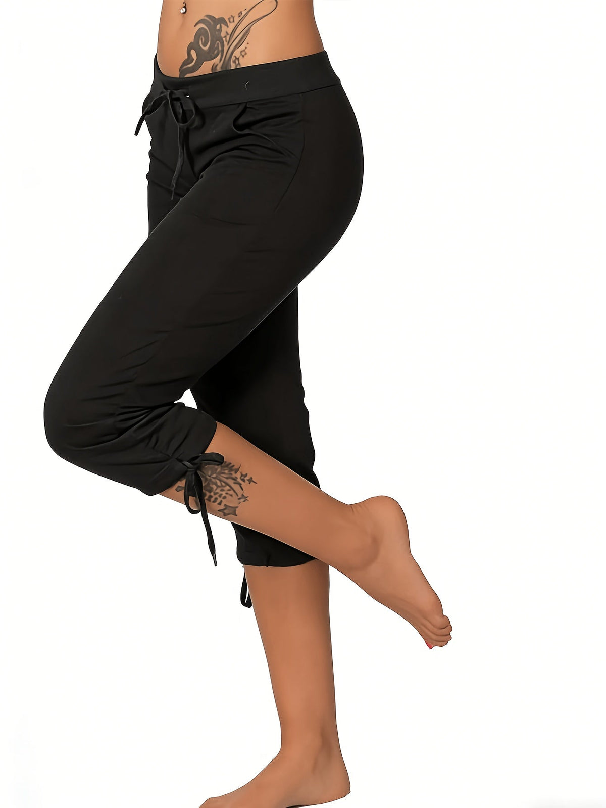 Lot de 4 pantalons courts légers pour femme – Pantacourts amples à taille cordon, bas d'été décontractés et respirants, tailles S-XXL, assortiments de couleurs variés