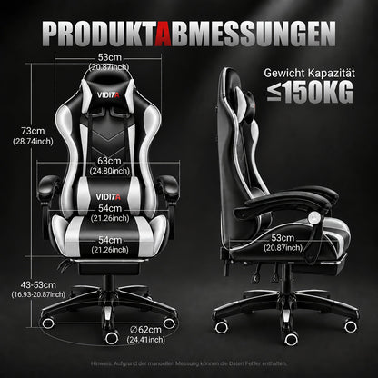 Chaise de bureau gaming ergonomique style course avec soutien lombaire, dossier haut réglable pour adultes et adolescents, fauteuil inclinable pour ordinateur PC