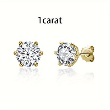 Moissanite Stud Earrings for Women S925 Sterling Silver – 0.5CT 1CT 2CT 3CT Vintage Style Diamond Alternative Earrings in Gold Silver Elegant Jewelry Gift