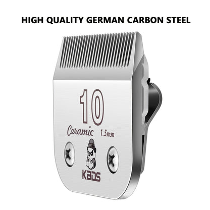 Tête de coupe en céramique amovible pour tondeuse pour animaux n° 10 - Acier à haute teneur en carbone, compatible avec les tondeuses Andis, Oster et A5 - Tête de coupe de rechange professionnelle pour toilettage canin (coupe 1/16 po / 1,5 mm)