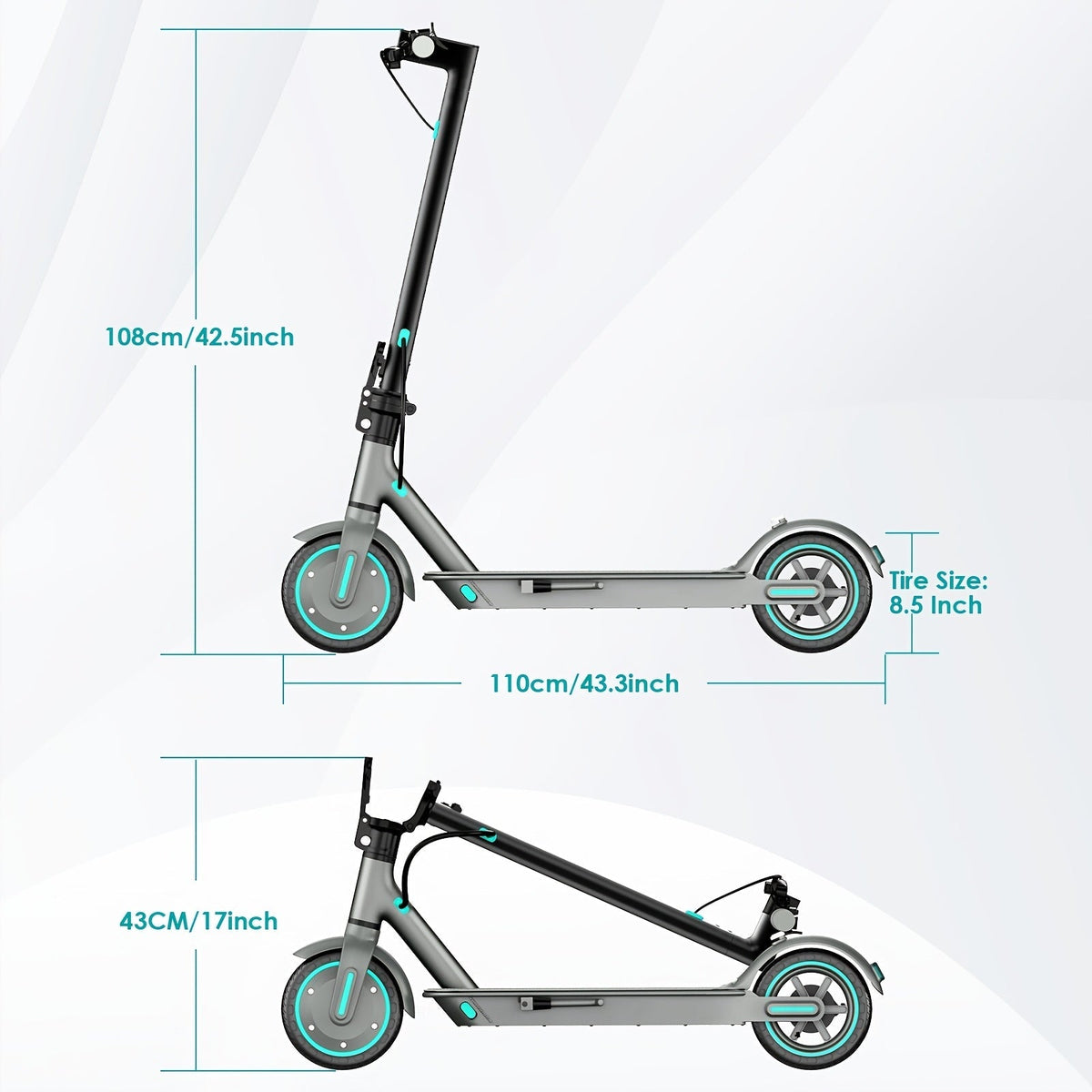 Trottinette électrique pliable pour adultes, moteur sans balais 350 W, double frein à tambour, pneus pleins 8,5 pouces, écran LCD 3 vitesses, charge maximale 120 kg, pliage en 3 secondes, trottinette électrique urbaine portable