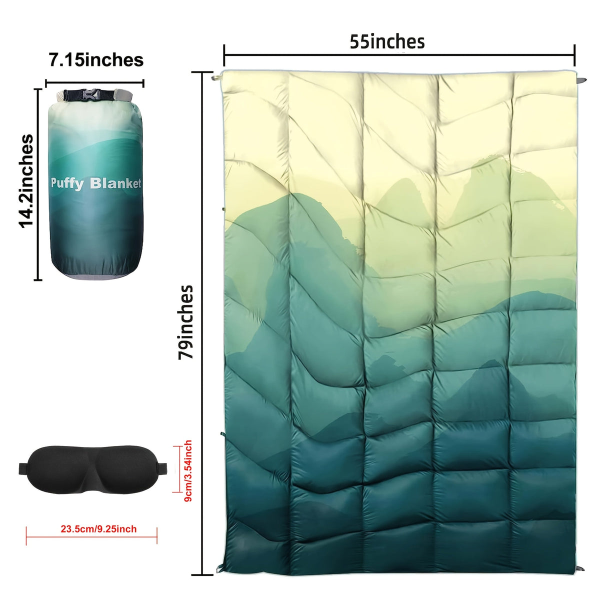 Couverture de camping matelassée pour extérieur 140x200 cm, légère, alternative au duvet, ultra chaude, couette de hamac – Couverture de camping imprimée pour les voyages, pique-niques, fêtes sur la plage et temps froid | 140x200 cm
