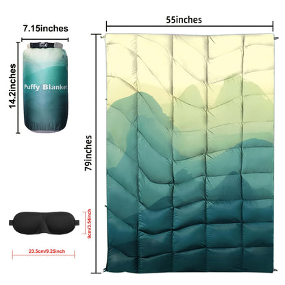Couverture de camping matelassée pour extérieur 140x200 cm, légère, alternative au duvet, ultra chaude, couette de hamac – Couverture de camping imprimée pour les voyages, pique-niques, fêtes sur la plage et temps froid | 140x200 cm