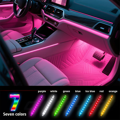 Kit d'éclairage intérieur LED RGB pour voiture, 4 bandes lumineuses pour espace aux pieds, 16 couleurs, alimenté par USB avec télécommande, éclairage d'ambiance DIY pour tous véhicules, voitures, camions et SUV
