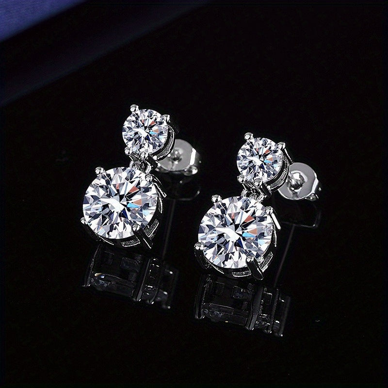 Boucles d'oreilles clous en mo issanite de 5 carats pour femme – Boucles d'oreilles pendantes en argent sterling 925, bijou de luxe brillant, cadeau idéal pour Noël, la Saint-Valentin et les occasions spéciales