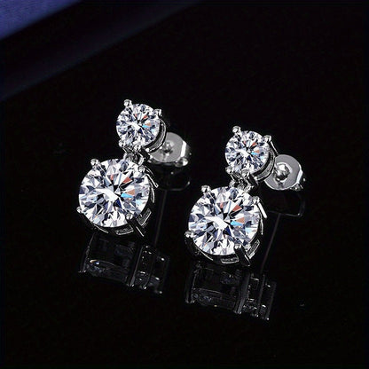 Boucles d'oreilles clous en mo issanite de 5 carats pour femme – Boucles d'oreilles pendantes en argent sterling 925, bijou de luxe brillant, cadeau idéal pour Noël, la Saint-Valentin et les occasions spéciales