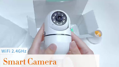 Lot de 4 ampoules caméra de sécurité WiFi 1080P HD – Suivi de mouvement par IA à 360°, PTZ intelligent, vision nocturne PIR, WiFi bi-bande 2,4G/5G, contrôle via application, fixation murale – Système de caméra de surveillance intérieure pour domicile