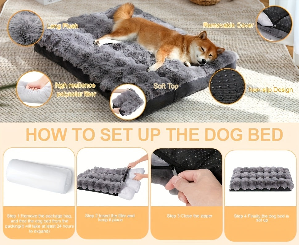 Lit orthopédique pour grands chiens – Couchage en mousse à mémoire de forme pour animaux avec housse amovible et lavable, base antidérapante, fausse fourrure, soulagement des articulations, ultra-résistant, tailles S, M, XL, XXL